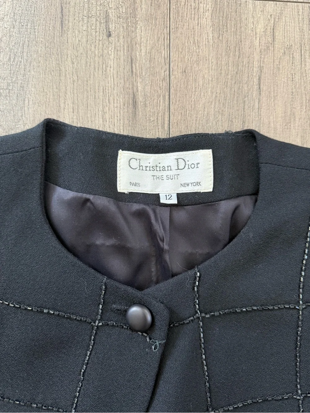 Vintage 1980s/90s Christian Dior “The Suit” Beaded Wool Jacket Black